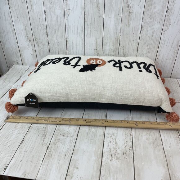 Trick It Treat Halloween Rectangular Throw Pillow  Decorative Pom Poms - NWT - Picture 9 of 10